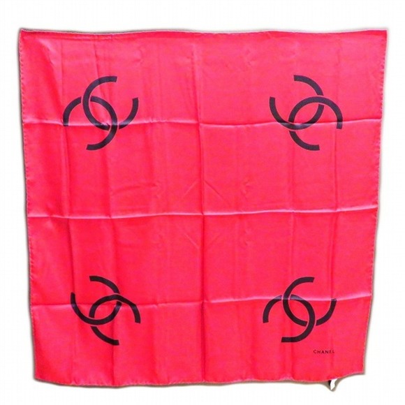 Chanel CHANEL CC red black large scarf ladies - Picture 2 of 9